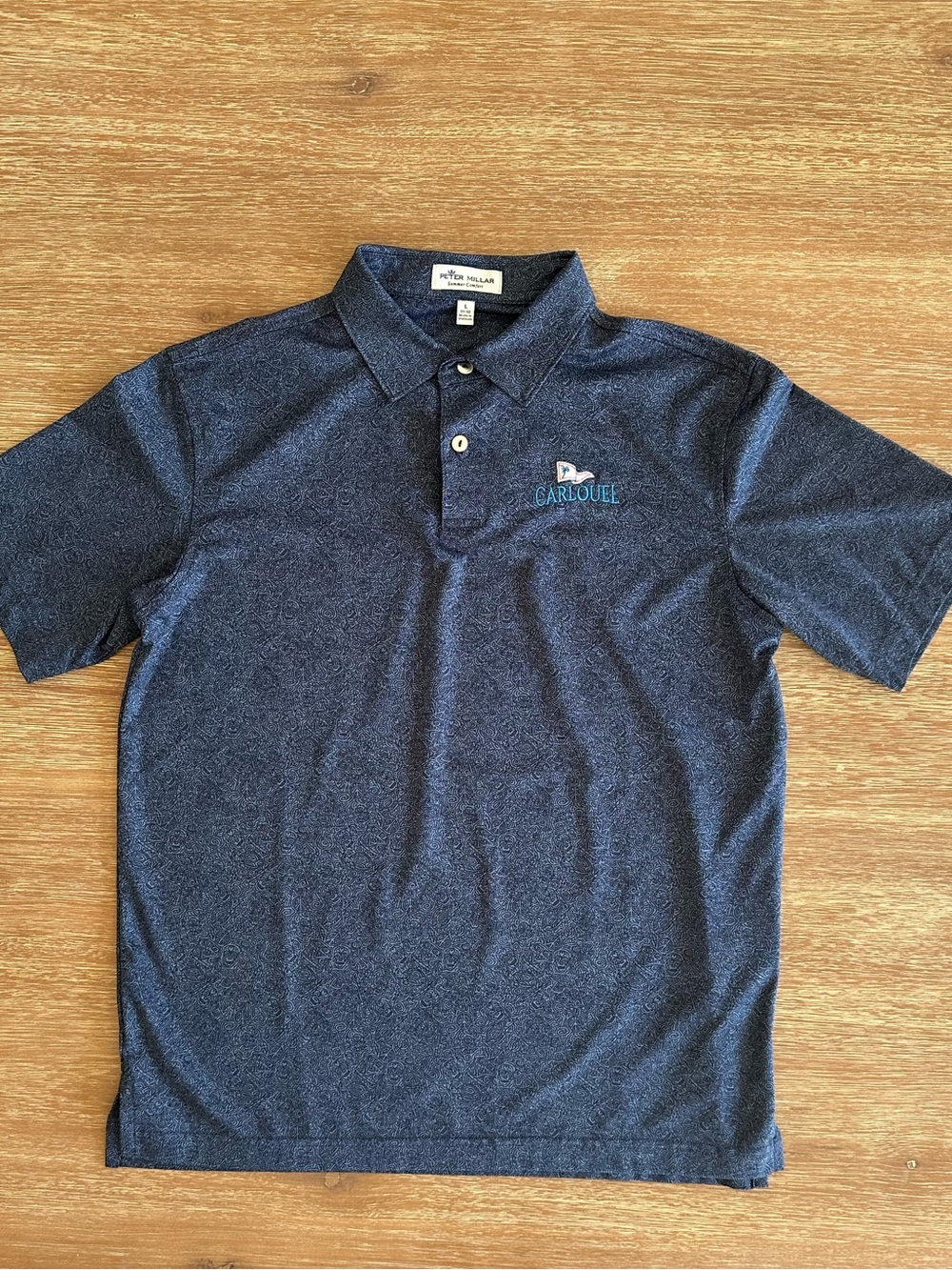 Peter Millar Boys’ Navy Blue Micro-Pattern Polo Shirt